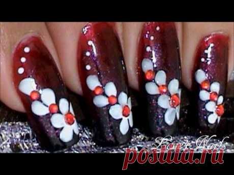 Anniversary Ombre Floral Nail Art Design Tutorial