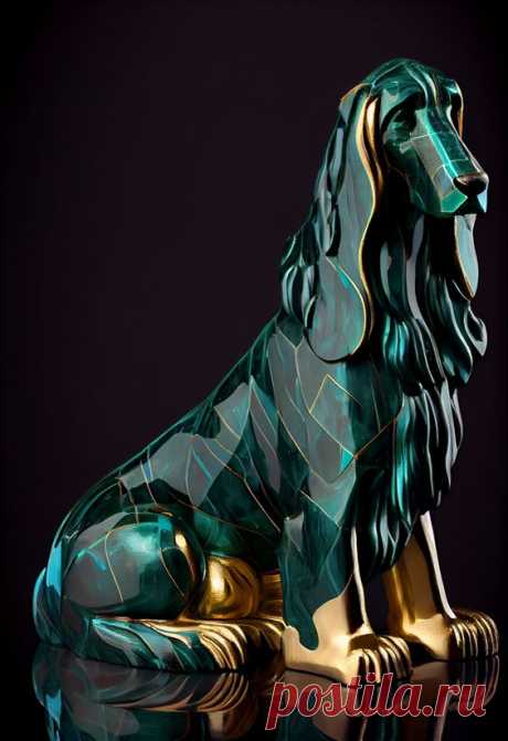 Afghan Hound malachite and gold