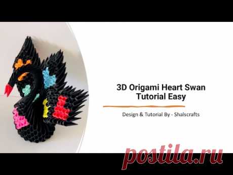 3D Origami Heart Swan Tutorial Easy - YouTube