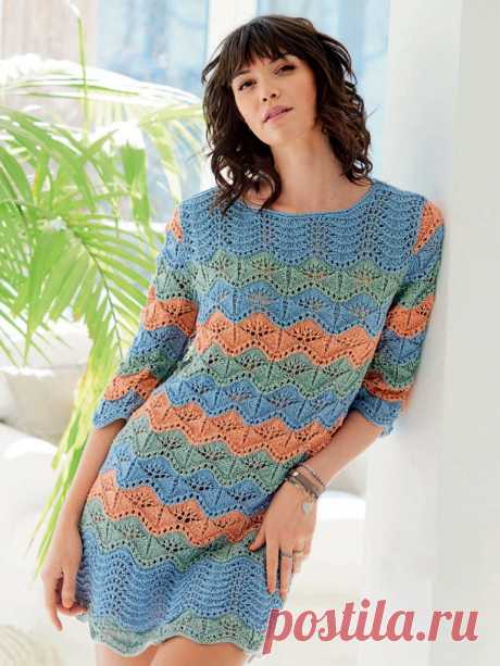 Трехцветное вязаное платье-туника - delava-ya.ru