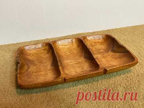 NOS Philippines Handcrafted Monkey Pod Wood Carved Divided Serving Tray Dish | eBay