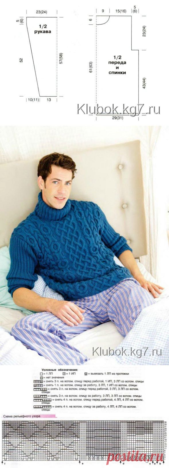 Обалденный мужской свитер с рельефным узором