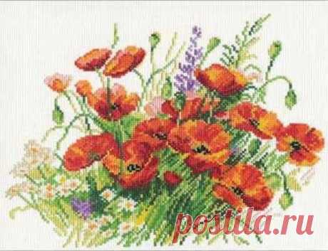 Cross Stitch Kit Poppies Bouquet Floral Hand Embroidery | Etsy