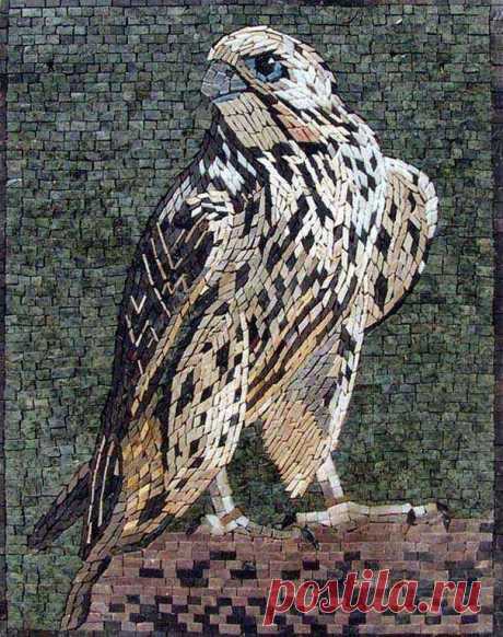 Mosaic Patterns - Royal Falcon The majestic Falcon is portrayed in this mosaic mural created by one of our artists to depict the beauty and greatness of this bird. Add this to your indoor or outdoor space and impress your guests for years to come! Mosaic Uses: Floors Walls or Tabletops both Indoor or Outdoor as well as wet places such as showers and Pools.