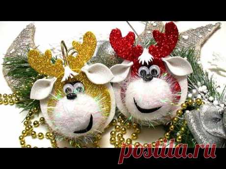 DIY Christmas decorations - Christmas ornaments glitter foam - Игрушки на елку из фоамирана