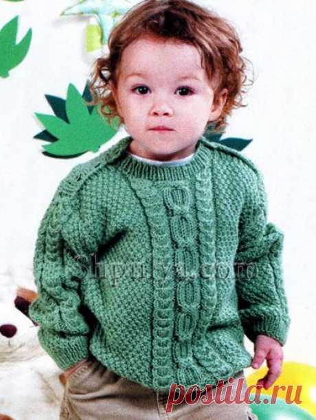 Пуловер с косами для мальчика, вязаный спицами — Шпуля - сайт о вязании