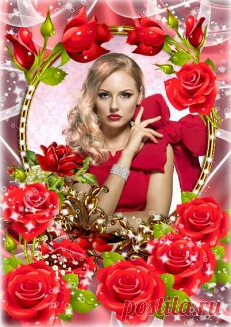 Roses white and red floral photo frame template, PSD, PNG. Transparent PNG Frame, PSD Layered Photo frame template, Download.