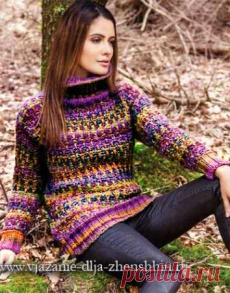 Вязаный женский свитер спицами с описанием
