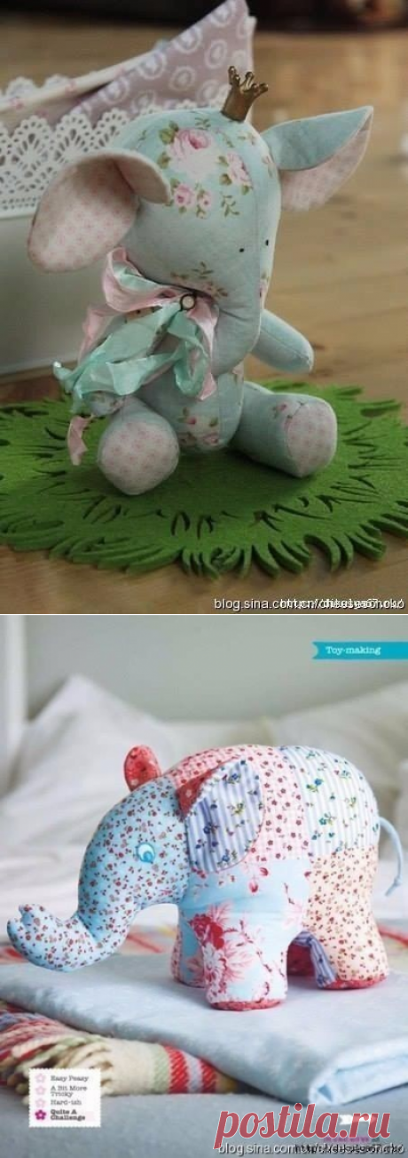 ​Текстильная игрушка: винтажный слоник