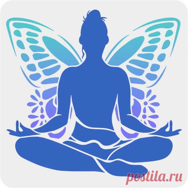 Plantilla de pintura de Yoga, plantilla de dibujo de Medita de Yoga reutilizable de 11,8x11,8 pulgadas, plantilla de Pose de Yoga y patrón de mariposa para el hogar - AliExpress