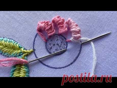 Wonderful flower hand embroidery design|hand embroidery design |how to start hand embroidery