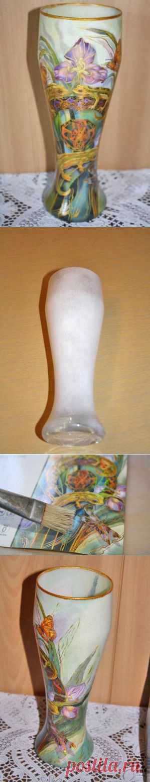 Превращение пивного стакана в вазу