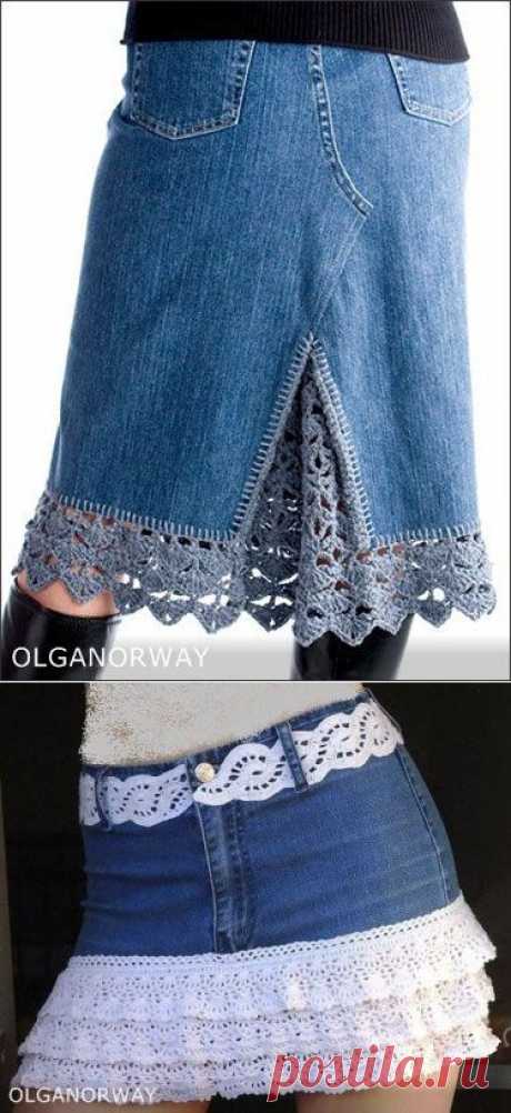 Две идеи как переделать джинсы в юбку