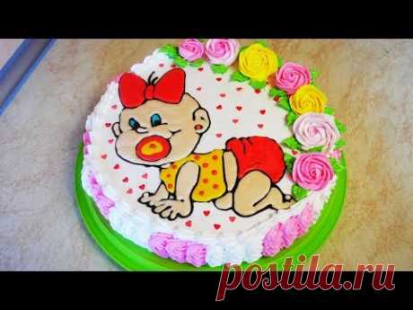 УКРАШЕНИЕ торта ШОКОЛАДНОЙ глазурью Торт девочке на 1 годик