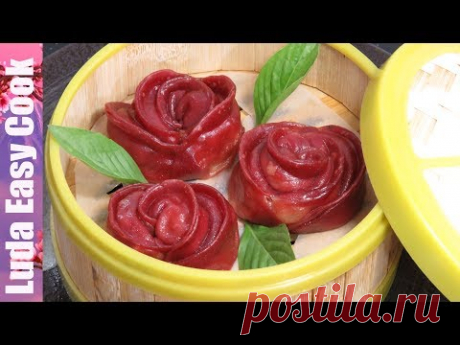 КИТАЙСКИЕ ПЕЛЬМЕНИ РОЗОЧКИ Цветные Пельмени на ПАРУ Вкусно и Красиво | Rose Dumplings Chinese
