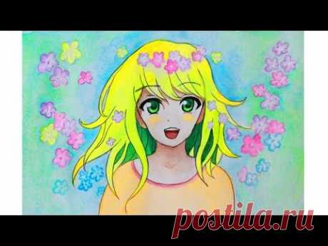Уроки рисования. Как нарисовать весеннюю  девочку АНИМЕ  How To Draw Girl Anime/Manga