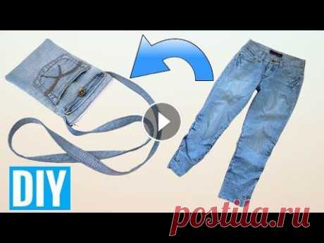 Сумка через плечо из джинсов своими руками - Как сшить сумку из джинсов - DIY Мастер-класс по пошиву сумочки из старых и ненужных джинсов. Переделка вещей или вторая жизнь старой одежды. Как сшить маленькую сумку из джинсов легк. 