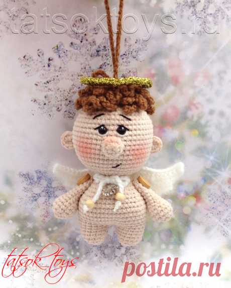 PDF Малыш Ангелочек крючком. FREE crochet pattern; Аmigurumi doll patterns. Амигуруми схемы и описания на русском. Вязаные игрушки и поделки своими руками #amimore - ангел, маленький ангелок, ангелочек, кукла, куколка, мальчик, пупс, ёлочная игрушка, украшение.