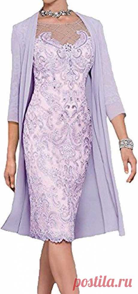 WDH Dress Light Pink Mother of The Bride Dress with Jacket (14, Violet): Amazon.co.uk: Clothing