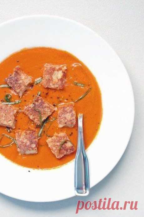 Острый томатный суп с сырными гренками / Женское счастье!