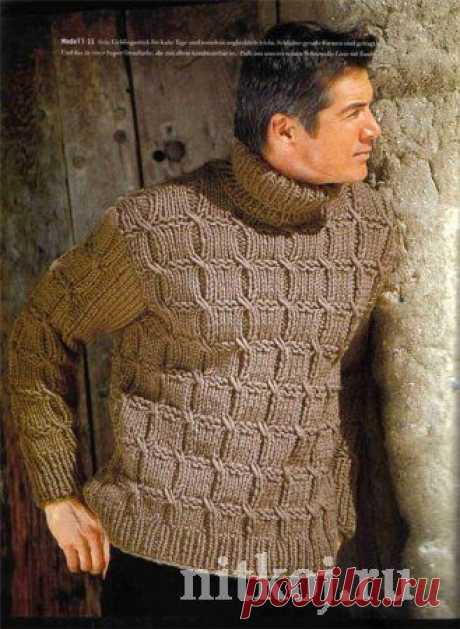 Мужской свитер спицами » Ниткой - вязаные вещи для вашего дома, вязание крючком, вязание спицами, схемы вязания
