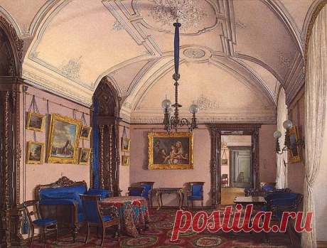 Interiors of the Winter Palace. The Fourth Reserved Apartment. The Study - Edward Petrovich Hau - Drawings, Prints and Painting from Hermitage Museum | brunhild110 приколол(а) это к доске Interior painting