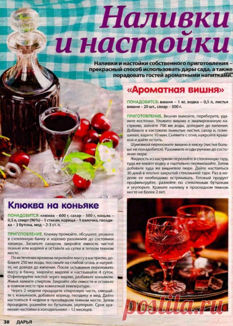Клюква на коньяке. Наливка &quot;Ароматная вишня&quot;