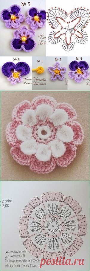 Цветочные узоры крючком: схемы и идеи
