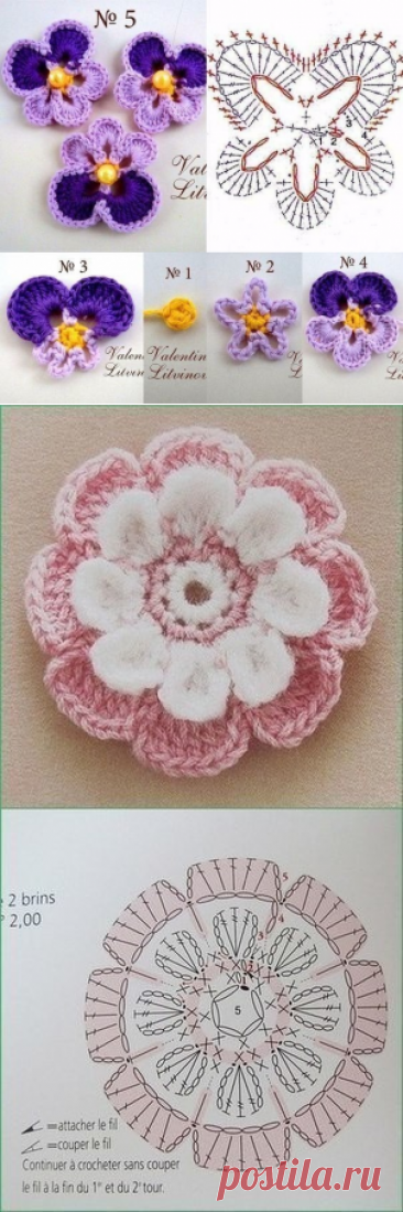 Цветочные узоры крючком: схемы и идеи