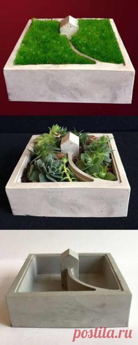 This concrete walk to house planter is so cute. I really love this creative idea. #commissionlink #concrete #cement #planter #walktohouse #concretehouse #decor #home #gardening