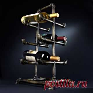 Industrial Age Metal Pipe Wine Rack