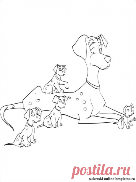 Раскраска семья 101 Далматинец | Раскраски для детей