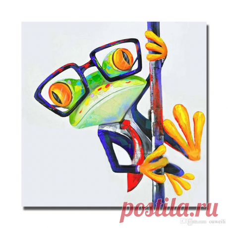 Free shipping funny decorative design cartoon pictures of frogs oil painting canvas wall pictures for bedroom