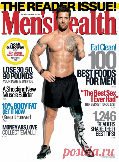 Ной Галлоуэй является первым ампутированным мужчиной который оказался на обложке «Men's Health»