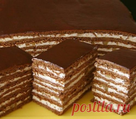 Медово-шоколадный торт с орехами