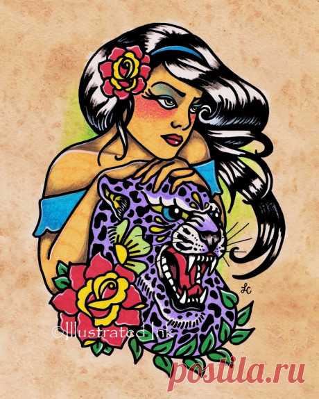 Tatuaje tradicional Jaguar Art Print Old School Tattoo Flash - Etsy Chile