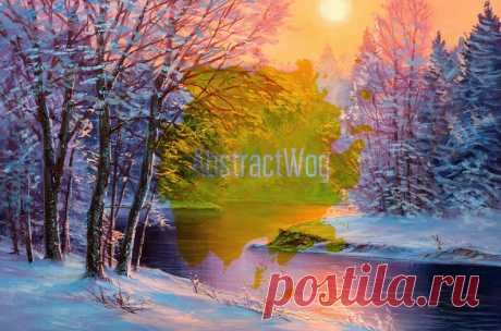 Winter Scenic Artwork Canvas Print Winter Landscape Wall | Etsy
