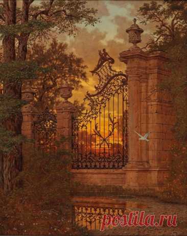 Художник Фердинанд Кнаб (Ferdinand Knab, 1834-1902)
"Ворота в парке. Вечернее настроение", 1896 г.