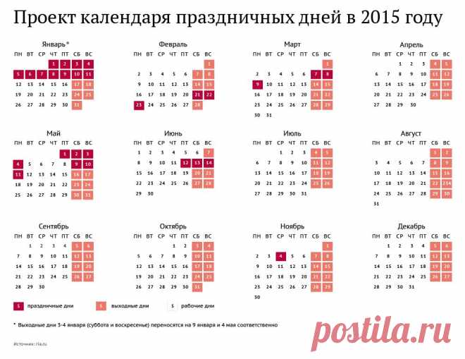 Праздничные и выходные дни в 2015 году | РИА Новости