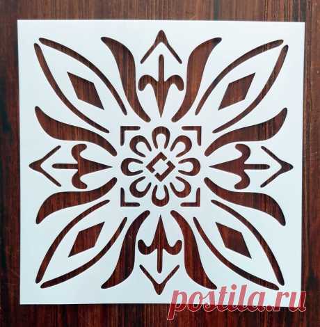 Flor cuadrada Mandala reusable diario Stencil Mylar for Arts Crafts & DIY - Etsy Chile