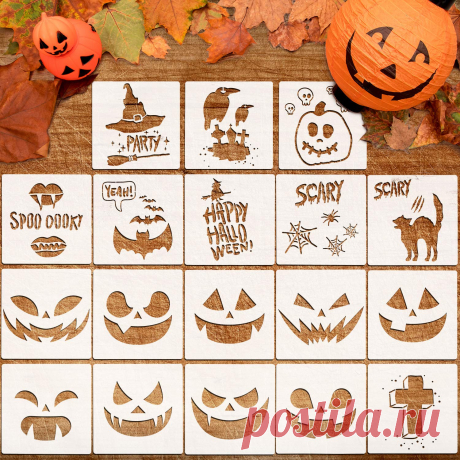 Amazon.com: Whaline 18 Pcs Halloween Plastic Painting Stencils, Reusable Pumpkin Expression Templates for DIY Card, Craft Art Drawing Painting Spraying, Window, Glass, Wood, Airbrush and Walls Art: Arte, Manualidades y Costura
