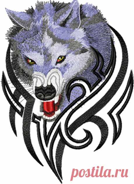 Tribal Wolf embroidery design Sizes: 147 × 200 mm. Formats: Bernina(art, exp), Brother(pec, pes, phc), Janome(jef, jef+), Melco(exp), Husqvarna/PFAFF(vip, vp3),  Tajima/Barudan(dst, dsb), Husqvarna(hus, shv), Singer(xxx).