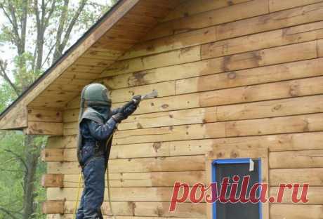 Пескоструйная обработка деревянных домов | Блог самостройщика | Пульс Mail.ru Пескоструйная обработка потемневших деревянных строений. Дерево приобретает текстуру как после брашировальной насадки.