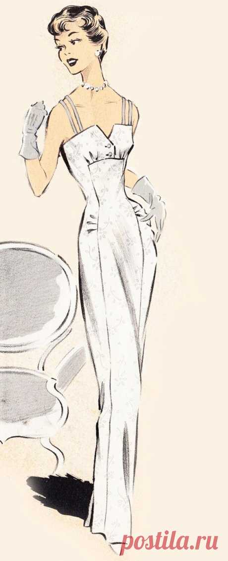 Vintage Sewing Pattern 1950's Cocktail or Wedding Dress in Any Size - PLUS Size Included - Depew 7121 -INSTANT DOWNLOAD