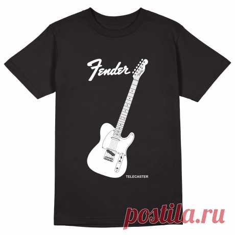 Мужская футболка «Fender Telecaster 2. Гитара.Guitar. Фендер. Rock.» цвет черный - дизайнер принта Kaplio