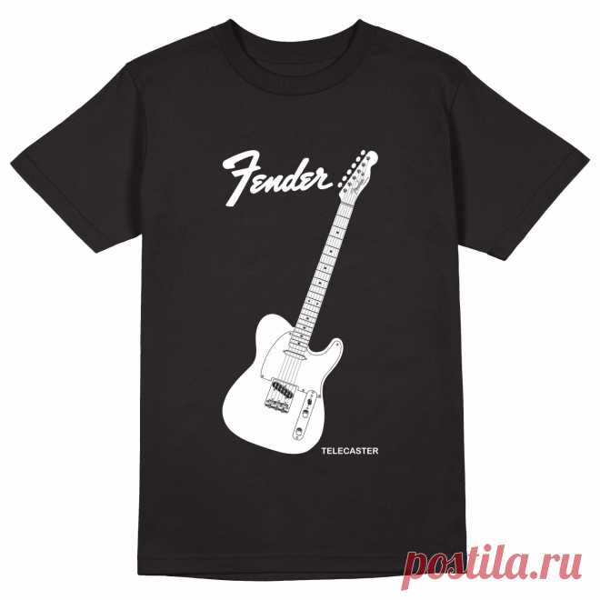 Мужская футболка «Fender Telecaster 2. Гитара.Guitar. Фендер. Rock.» цвет черный - дизайнер принта Kaplio