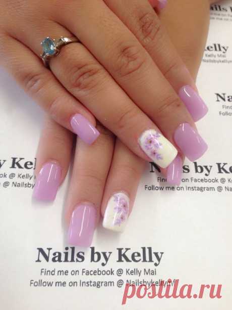 spring+gel+nail+designs | Gel nails with spring flowers | nail design
