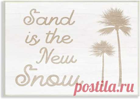 Amazon.com: Stupell Industries Sand is New Snow Phrase Soft Palm Trees, Designed by Daphne Polselli Wall Plaque, 15 x 10, Beige : Everything Else