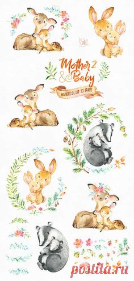 This lovely animals clipart set part 2 is just what you needed for the perfect invitations, craft projects, paper products, party decorations, printable, greetings cards, posters, stationery, scrapbooking, stickers, t-shirts, baby clothes, web designs and much more.  :::::: DETAILS ::::::  This collection includes: - 45 Images(Characters and floral elements) in separate PNG files, transparent background, size approx.: 12-2in (3600-600px)  300 dpi, RGB  First part of Mother and Baby collectio...