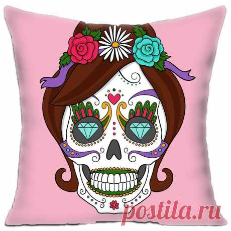 Amazon.com: Kitchor Custom Female Sugar Skull Zippered Cushion Cases Throw Pillow Cover 16x16 Twin Sides: Home & Kitchen